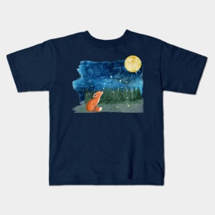 Fox looking at the Moon Kids T-Shirt